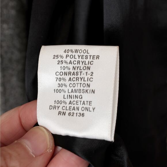 Guess Black and White Textured Trench Coat - Size 0 - Picture 3 of 13